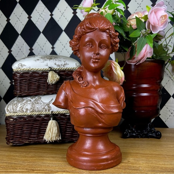 vintage Other - Tall Neoclassical Lady Bust 15" Sculpture Chalk-ware Vintage Luxury Décor